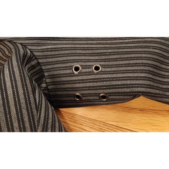 Mackintosh 104 Pinstripe Wool Overcoat - Velvet Trim (Made in Scotland) - Picture 7 of 9